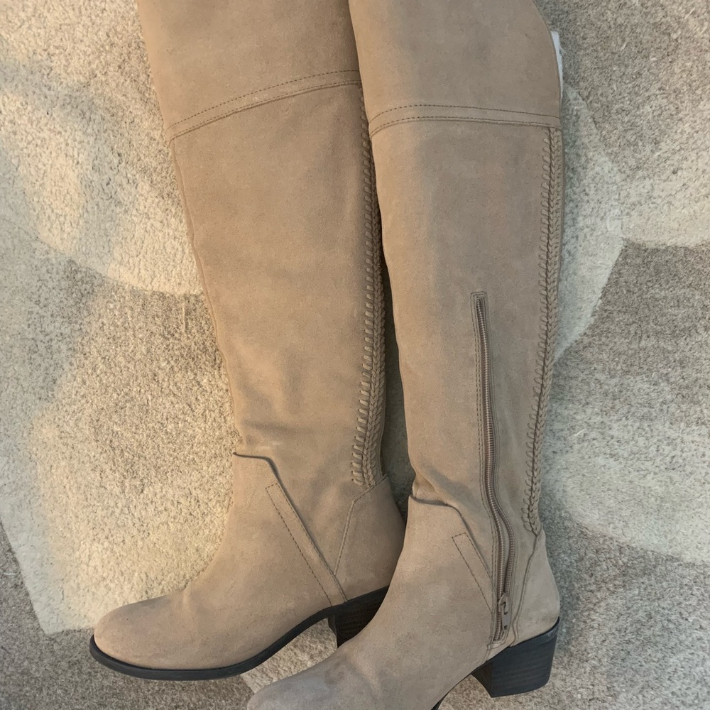Vince Camuto knee high boots in grey/tan + Free Shipping!